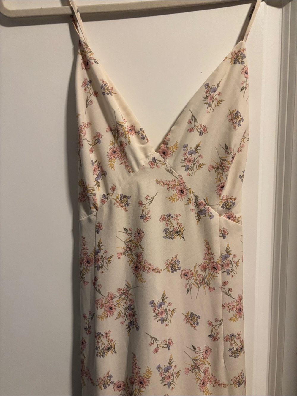 Mable Cream Floral High-Low Ruffle Slip Dress - Picture 2 of 10